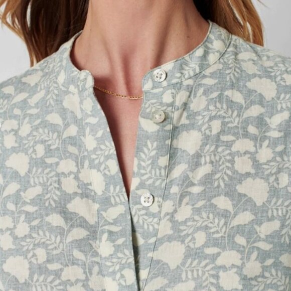 Faherty Penelope Dress Linen Blend Floral Print 3/4 Sleeve Sheath Dress | Size S - Picture 2 of 16